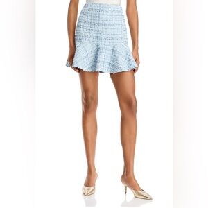 Aqua Light Blue Textured Mini Skirt